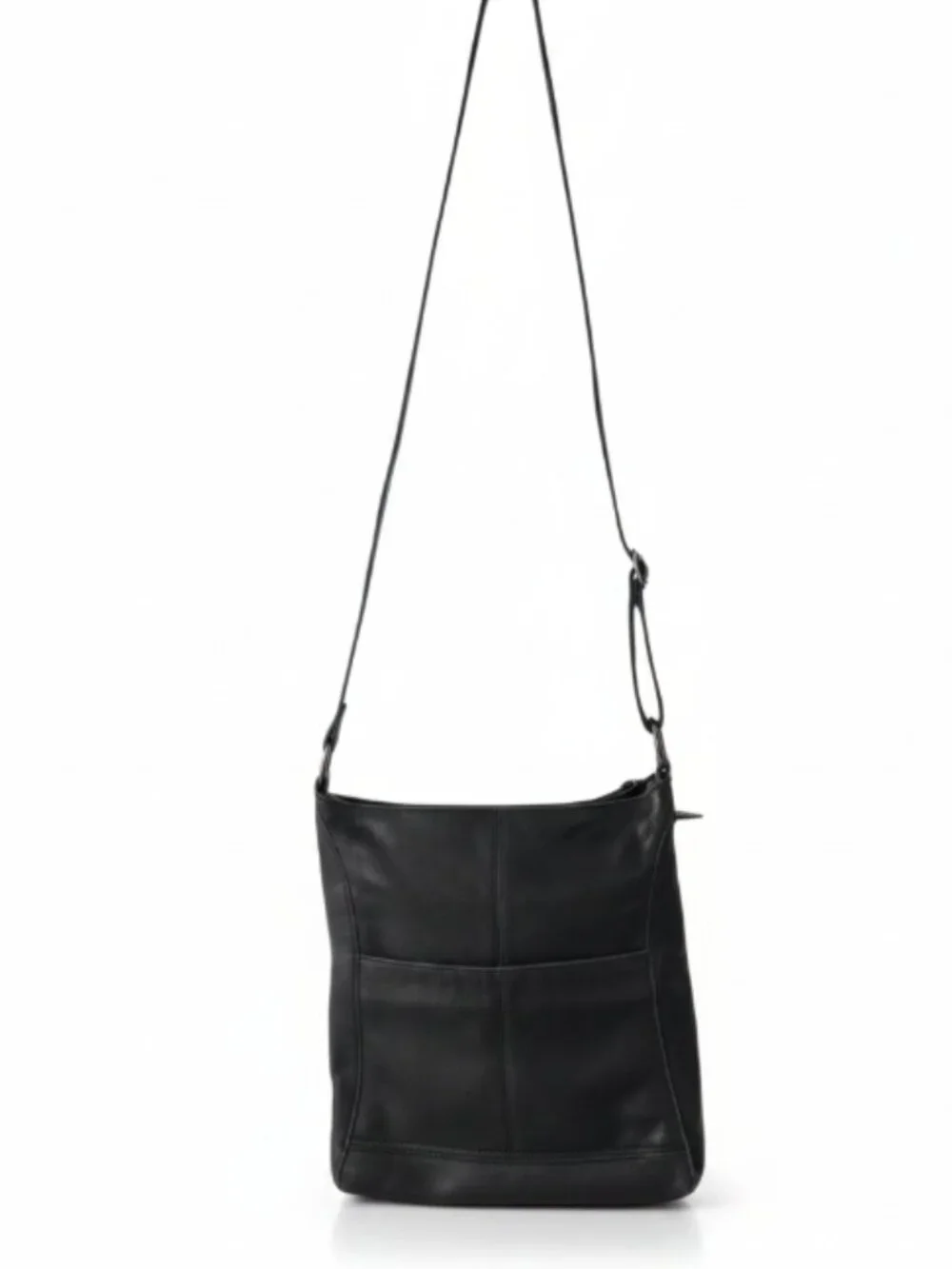 The Sak Brown Leather Crossbody Bag Woven Strap Zip Top Charm Pockets